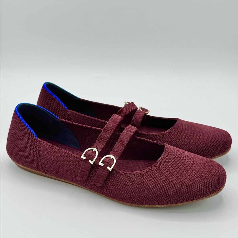 Rothy’s Double Buckle Mary Jane Flats “Cabernet” size 7 Like-New